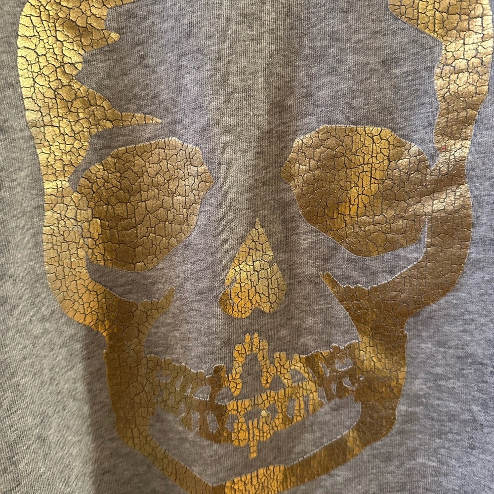 Zadig & Voltaire Upper Skull Metallic Gold Crewneck Sweatshirt XS - Picture 2 of 5